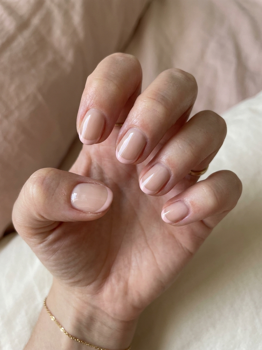 Short Pink French Nails mit feinen rosafarbenen Spitzen